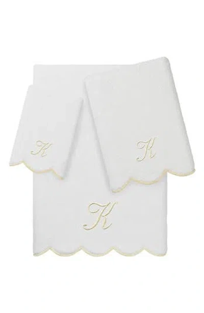 Linum Home Textiles Adornia Scallop Initial 3-piece Towel Set