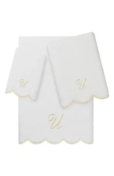 Linum Home Textiles Adornia Scallop Initial 3-piece Towel Set