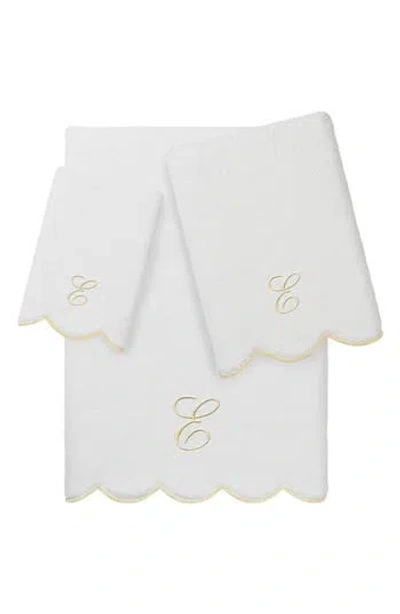 Linum Home Textiles Adornia Scallop Initial 3-piece Towel Set