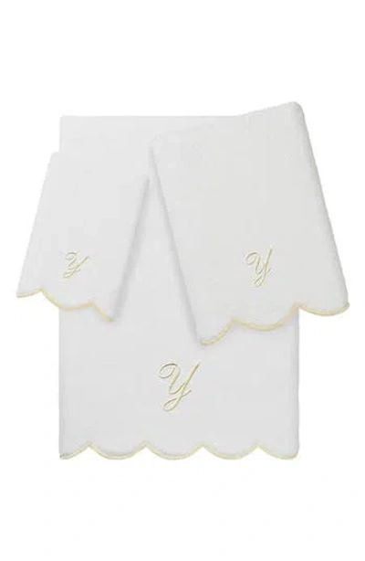 Linum Home Textiles Adornia Scallop Initial 3-piece Towel Set