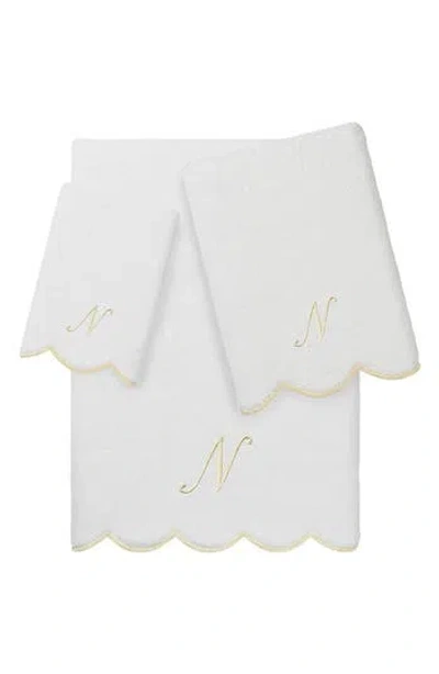 Linum Home Textiles Adornia Scallop Initial 3-piece Towel Set