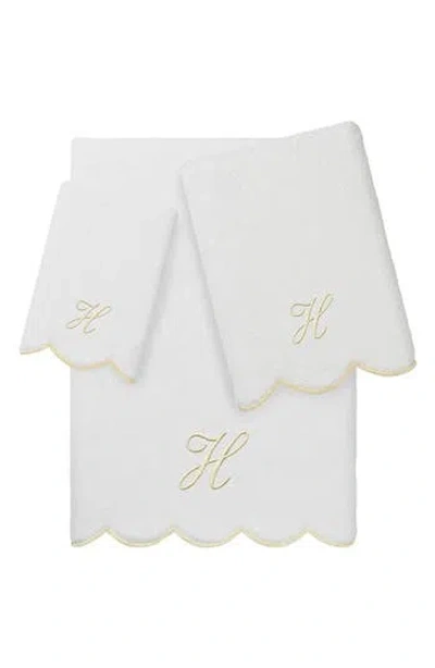 Linum Home Textiles Adornia Scallop Initial 3-piece Towel Set