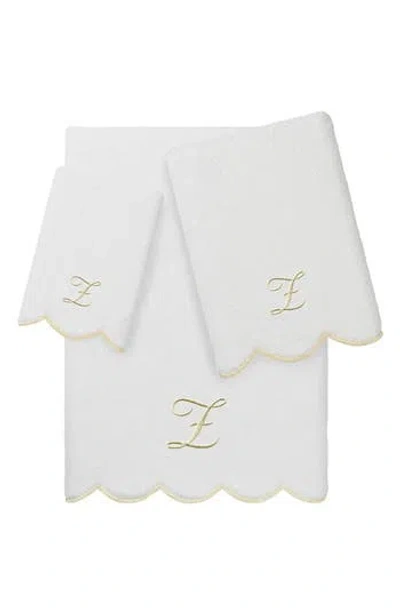 Linum Home Textiles Adornia Scallop Initial 3-piece Towel Set