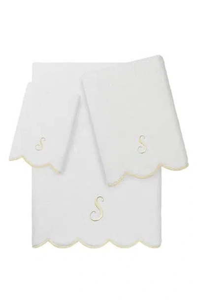 Linum Home Textiles Adornia Scallop Initial 3-piece Towel Set