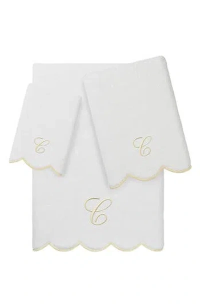 Linum Home Textiles Adornia Scallop Initial 3-piece Towel Set