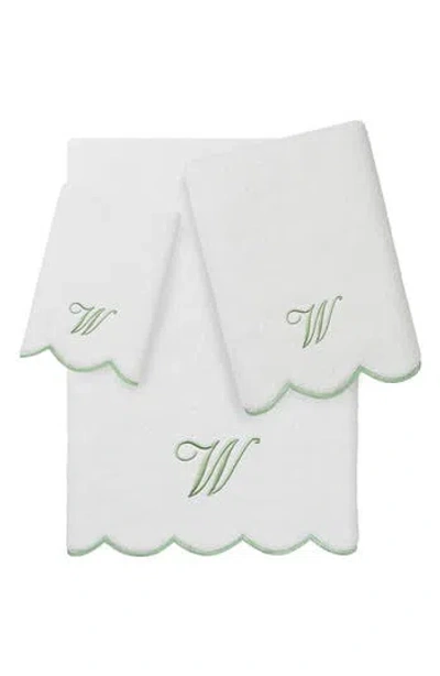 Linum Home Textiles Adornia Scallop Initial 3-piece Towel Set In White