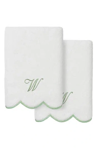 Linum Home Textiles Adornia Scallop Initial Set Of 2 Hand Towels In White