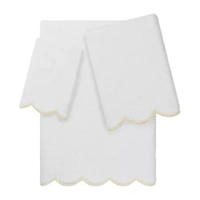 Linum Home Textiles Adornia Scallop Quick Dry Bath Towel Set In White