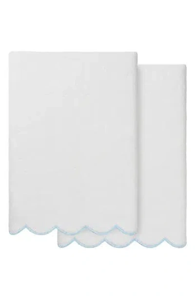 Linum Home Textiles Adornia Scallop Set Of 2 Bath Towels In Blue