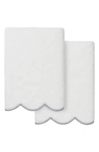 Linum Home Textiles Adornia Scallop Set Of 2 Hand Towels In Gray