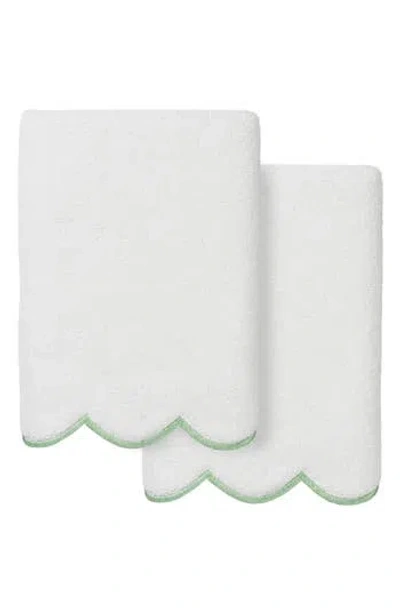 Linum Home Textiles Adornia Scallop Set Of 2 Hand Towels In Green