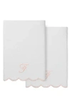 Linum Home Textiles Adornia Scallop Set Of 2 Initial Bath Towels