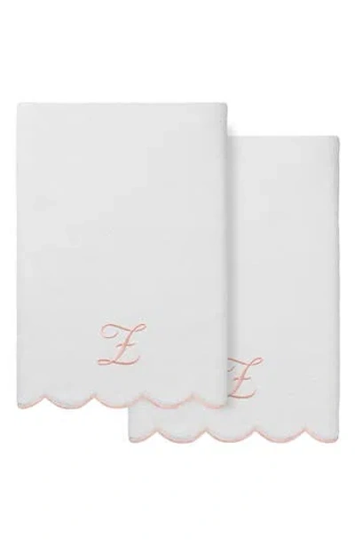 Linum Home Textiles Adornia Scallop Set Of 2 Initial Bath Towels