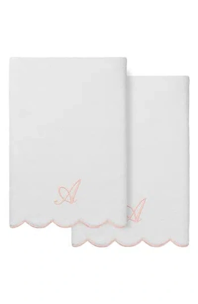 Linum Home Textiles Adornia Scallop Set Of 2 Initial Bath Towels