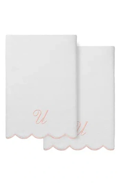 Linum Home Textiles Adornia Scallop Set Of 2 Initial Bath Towels