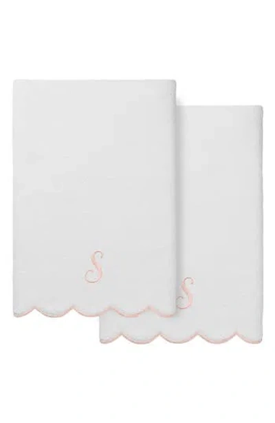 Linum Home Textiles Adornia Scallop Set Of 2 Initial Bath Towels