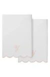 Linum Home Textiles Adornia Scallop Set Of 2 Initial Bath Towels