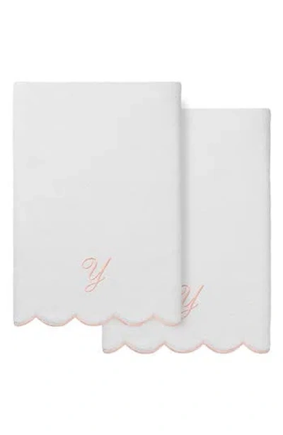 Linum Home Textiles Adornia Scallop Set Of 2 Initial Bath Towels