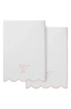 Linum Home Textiles Adornia Scallop Set Of 2 Initial Bath Towels
