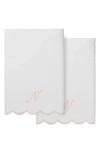 Linum Home Textiles Adornia Scallop Set Of 2 Initial Bath Towels