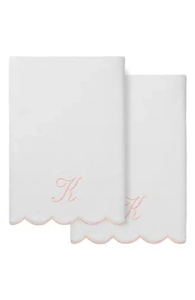 Linum Home Textiles Adornia Scallop Set Of 2 Initial Bath Towels