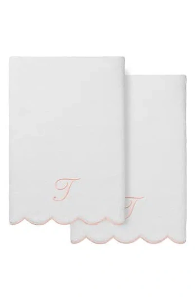 Linum Home Textiles Adornia Scallop Set Of 2 Initial Bath Towels