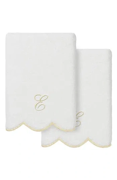 Linum Home Textiles Adornia Scallop Set Of 2 Monogrammed Hand Towels