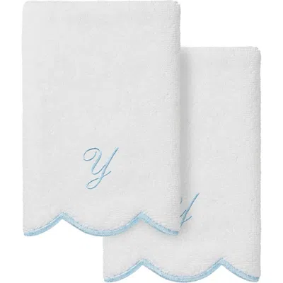 Linum Home Textiles Adornia Scallop Set Of 2 Personalized Hand Towels