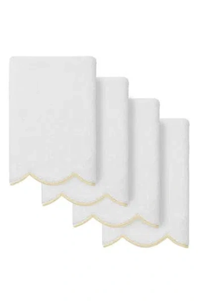 Linum Home Textiles Adornia Scallop Set Of 4 Fingertip Towels In Multi