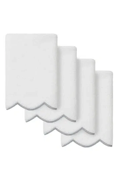 Linum Home Textiles Adornia Scallop Set Of 4 Fingertip Towels In White