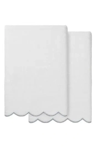 Linum Home Textiles Adornia Scalloped Set Of 2 Bath Towels In Gray