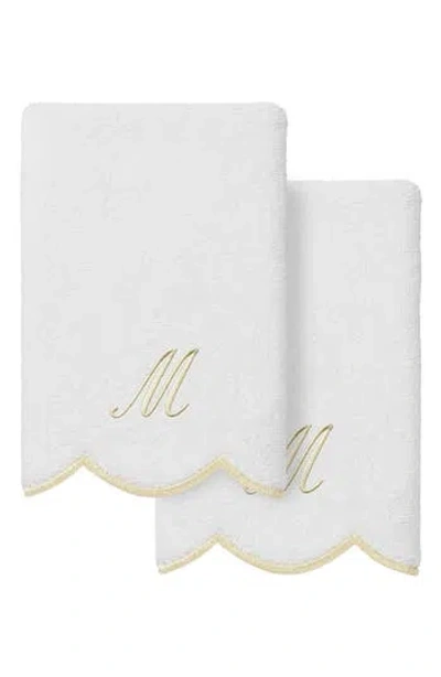Linum Home Textiles Adornia Scalloped Set Of 2 Initial Washcloths