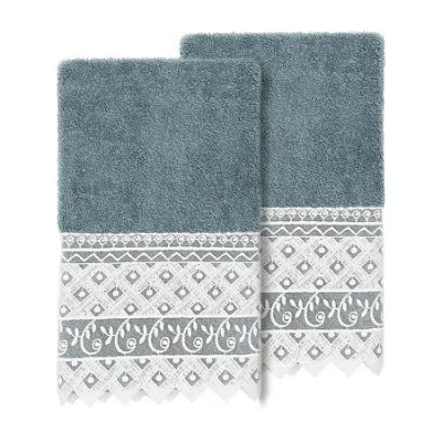 Linum Home Textiles Aiden 2-pc. Embellished Hand Towel In Blue