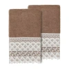 Linum Home Textiles Aiden 2-pc. Embellished Hand Towel In Brown