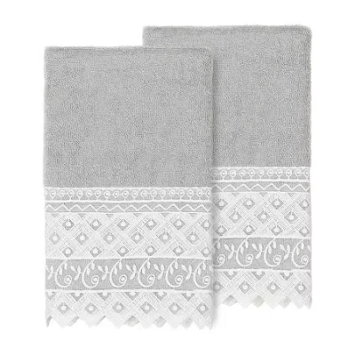 Linum Home Textiles Aiden 2-pc. Embellished Hand Towel In Gray