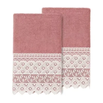 Linum Home Textiles Aiden 2-pc. Embellished Hand Towel In Pink