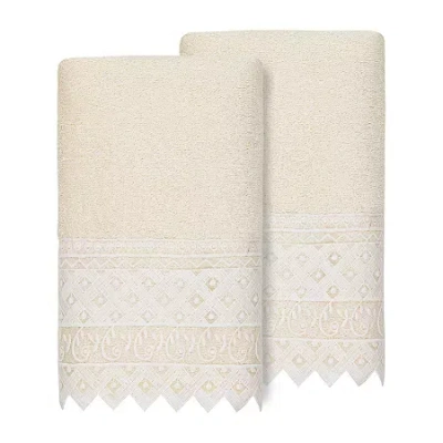 Linum Home Textiles Aiden 2-pc. Embellished Hand Towel In White
