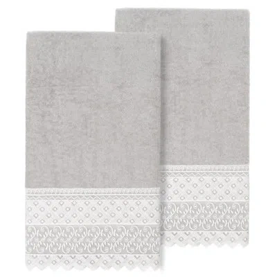 Linum Home Textiles Aiden 2 Piece Turkish Cotton Bath Towel Set In Light Gray