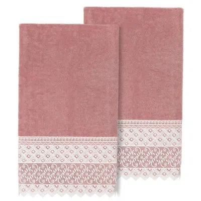 Linum Home Textiles Aiden 2 Piece Turkish Cotton Bath Towel Set In Tea Rose