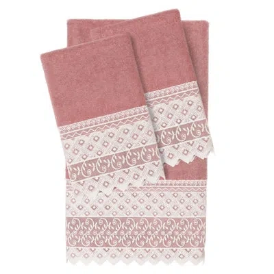 Linum Home Textiles Aiden 3 Piece Turkish Cotton Towel Set In Tea Rose