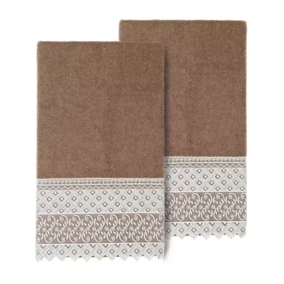 Linum Home Textiles Aiden Embellished 2-pc. Embellished Bath Towel In Brown