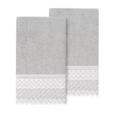 Linum Home Textiles Aiden Embellished 2-pc. Embellished Bath Towel In Gray