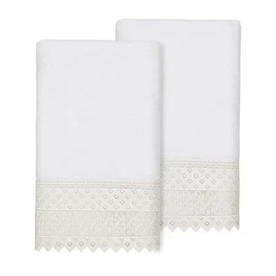 Linum Home Textiles Aiden Embellished 2-pc. Embellished Bath Towel In White