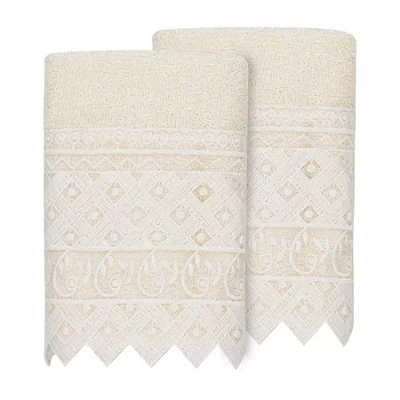 Linum Home Textiles Aiden Embellished 2-pc. Embellished Washcloth In White