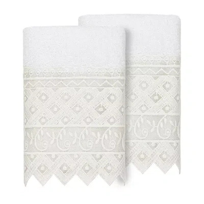 Linum Home Textiles Aiden Embellished 2-pc. Embellished Washcloth In White