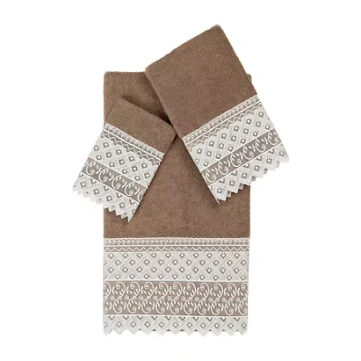 Linum Home Textiles Aiden Embellished 3-pc. Bath Towel Set In Brown