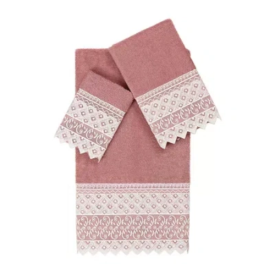 Linum Home Textiles Aiden Embellished 3-pc. Bath Towel Set In Pink