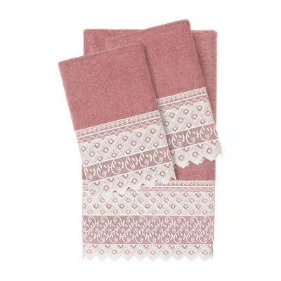 Linum Home Textiles Aiden Embellished 3-pc. Bath Towel Set In Pink