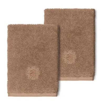 Linum Home Textiles Alyssa 2-pc. Embellished Washcloth In Brown