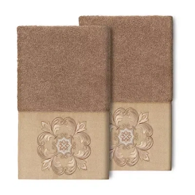 Linum Home Textiles Alyssa Embellished 2-pc. Embellished Hand Towel In Brown